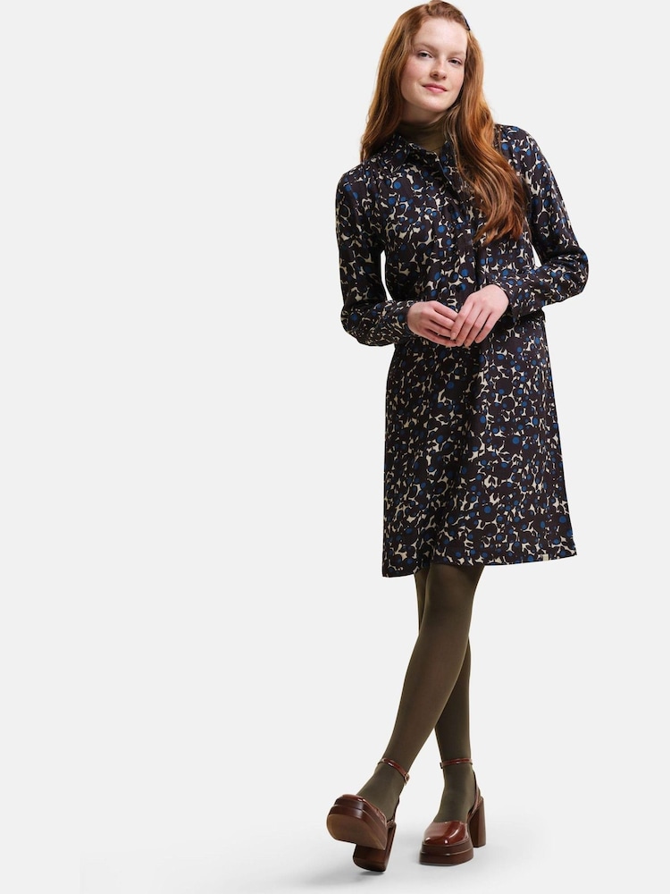 Regatta Blue Orla Kiely Long Sleeve Midi Dress - Image 1 of 4