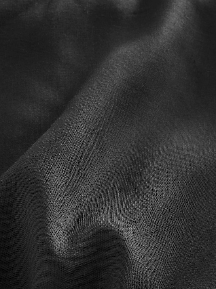 Black Summer Square Neck Top with Linen - Image 7 of 7
