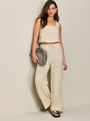 Natural Summer Square Neck Top with Linen - Image 2 of 5