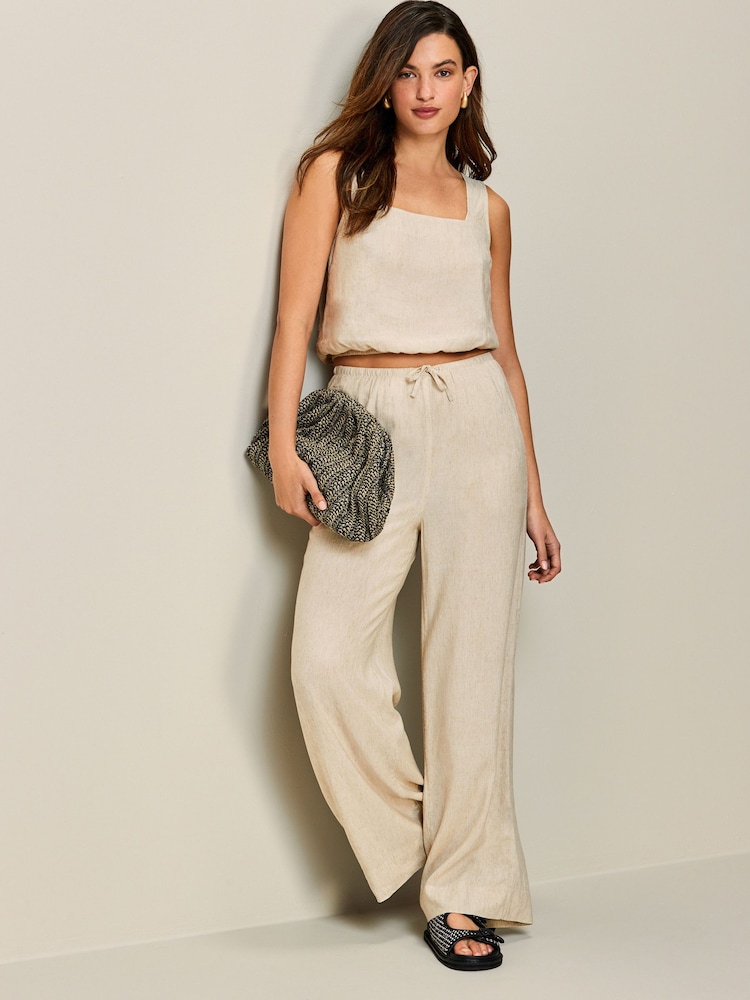 Natural Summer Square Neck Top with Linen - Image 2 of 5