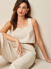 Natural Summer Square Neck Top with Linen - Image 3 of 5