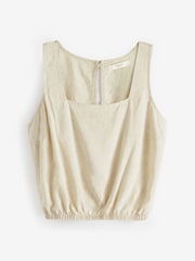 Natural Summer Square Neck Top with Linen - Image 4 of 5
