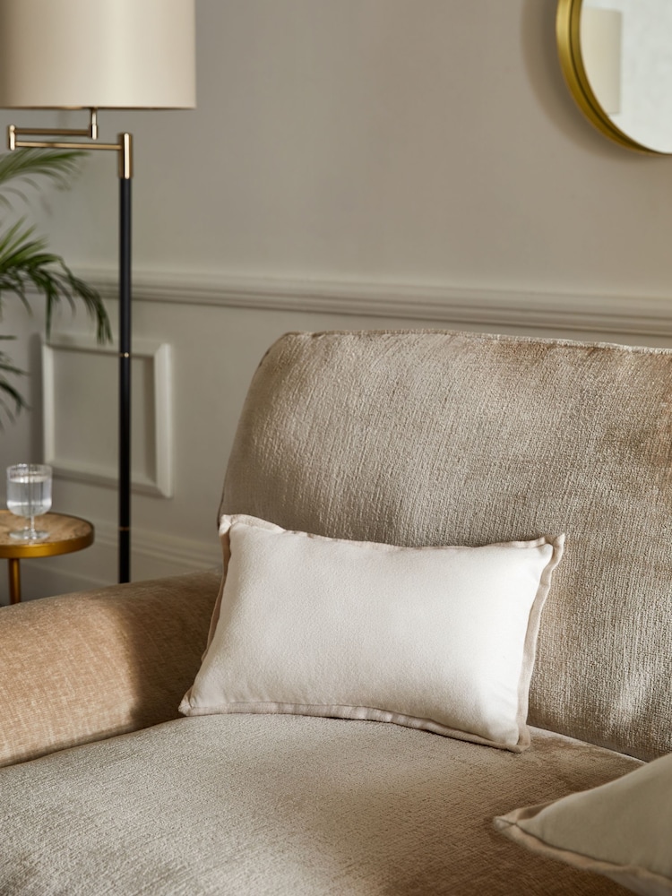 White 50 x 30cm Dalby Contrast Edge Cushion - Image 1 of 1