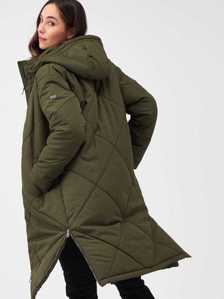 Regatta Green Cambrie Longline Padded Thermal Jacket - Image 2 of 9