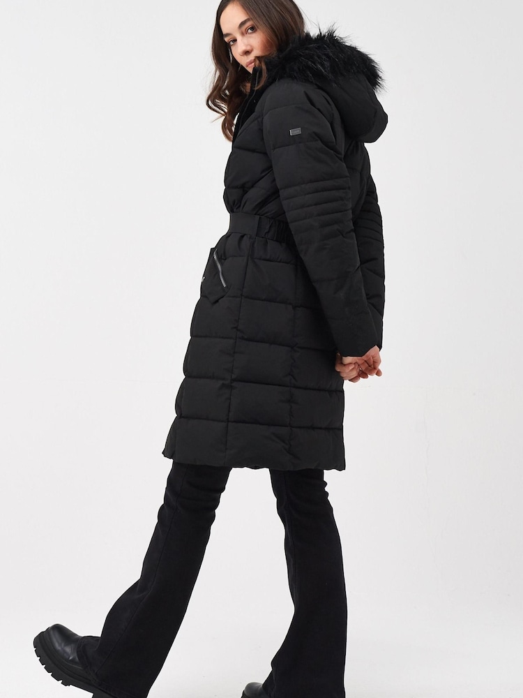 Regatta Black Decima Belted Padded Thermal Jacket - Image 2 of 9 Regatta Black Decima Belted Padded Thermal Jacket - Image 2 of 9