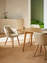 MADE.COM Set of 2 Ecru Marl and Oak Legs Lule Arm Dining Chairs - Image 1 of 3