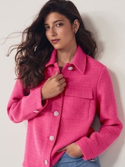 Pink Boucle Shacket - Image 1 of 6