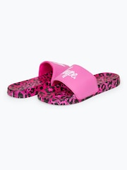 Hype. Girls Multi Leopard Script Sliders - Image 2 of 7