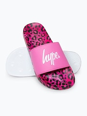 Hype. Girls Multi Leopard Script Sliders - Image 3 of 7