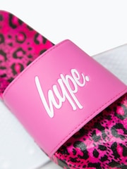 Hype. Girls Multi Leopard Script Sliders - Image 6 of 7