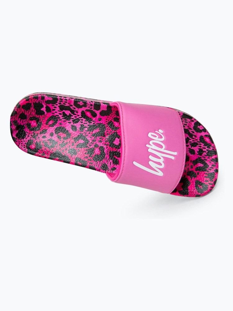 Hype. Girls Multi Leopard Script Sliders - Image 7 of 7