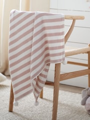 The White Company Pink Stripe Cotton Cashmere Baby Blanket - Image 1 of 2