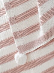 The White Company Pink Stripe Cotton Cashmere Baby Blanket - Image 2 of 2
