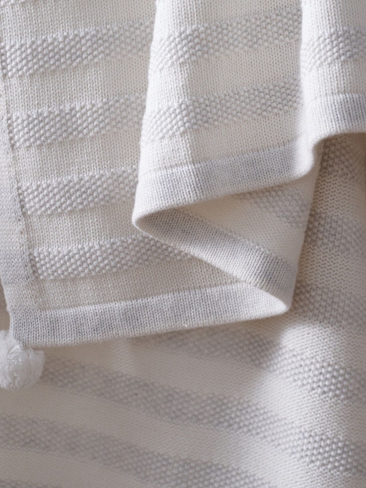The White Company Stripe Cotton Cashmere Baby Blanket - Image 2 of 2