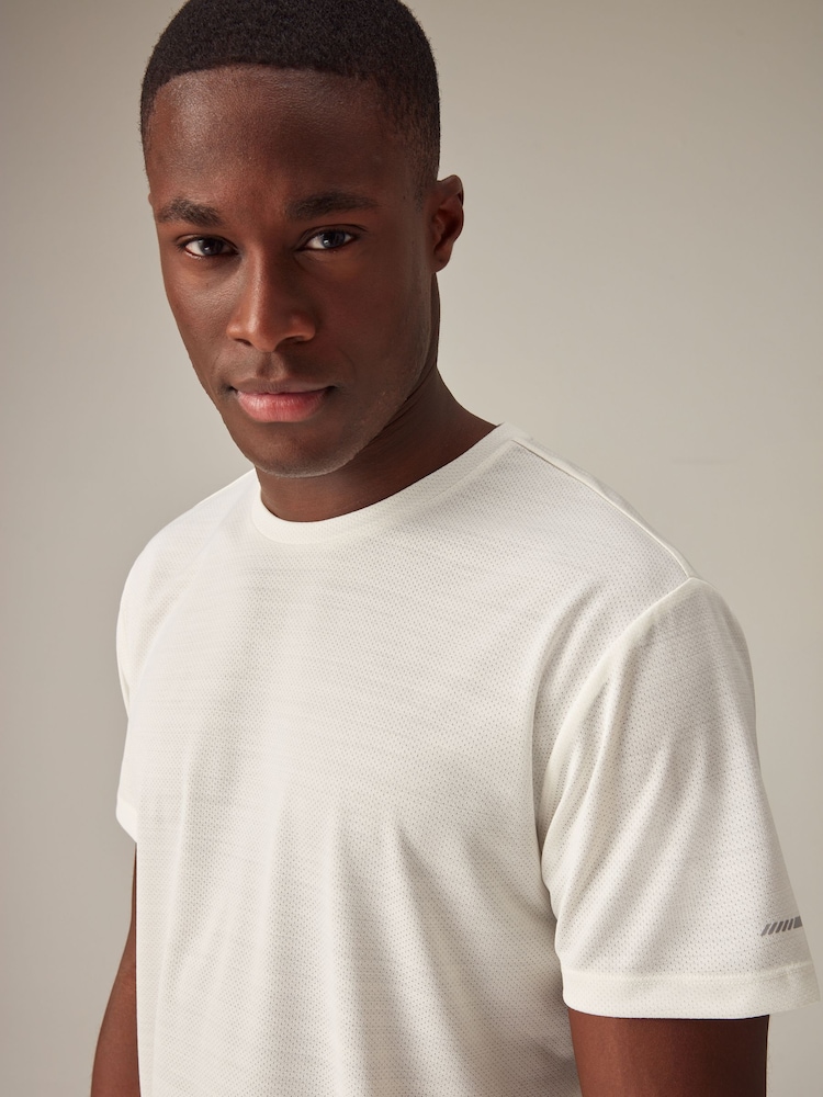 Ecru White Active Mesh Training T-Shirt - Image 1 of 10 Ecru White Active Mesh Training T-Shirt - Image 1 of 10