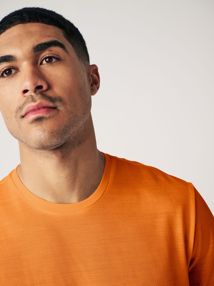 Orange Short Sleeve Tee Active Mesh Training T-Shirt - Image 1 of 10