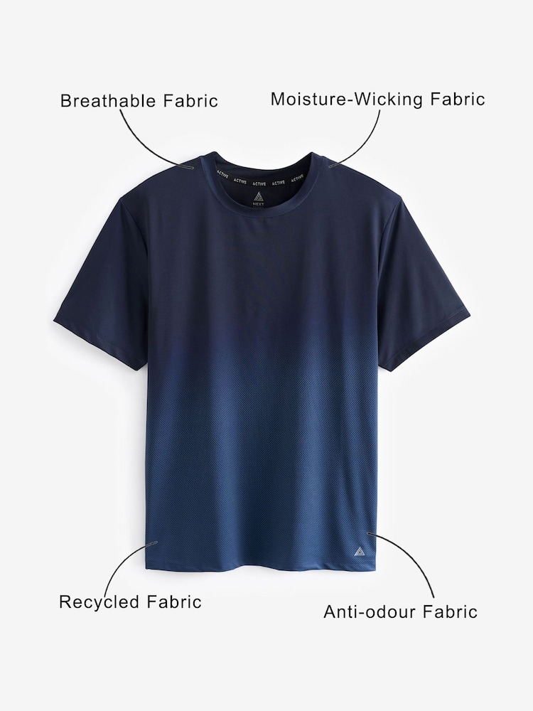 Navy Blue Active Gym Printed Training T-Shirt - Image 4 of 9