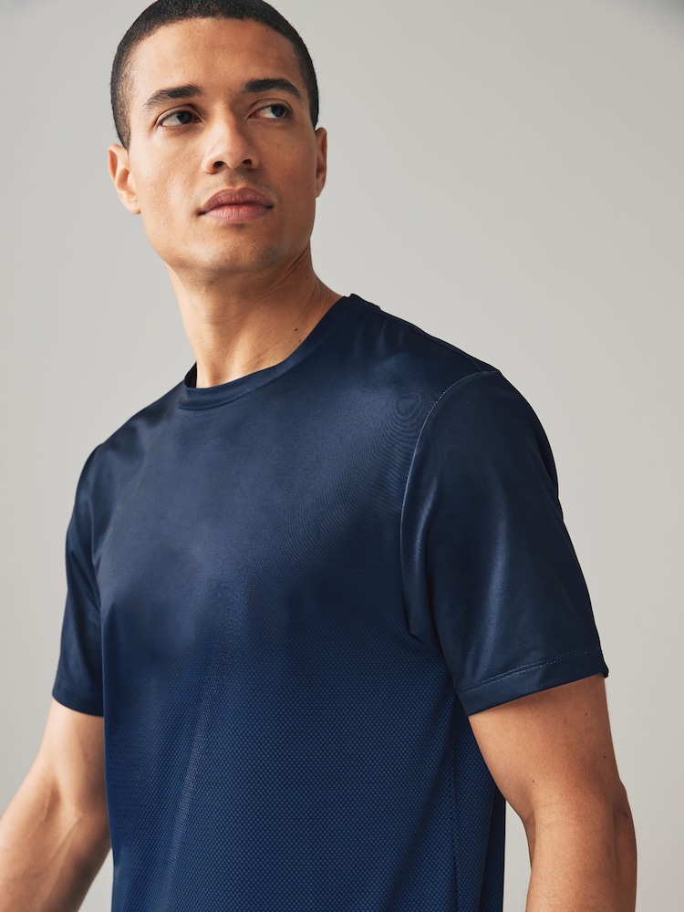 Navy Blue Active Gym Printed Training T-Shirt - Image 5 of 9