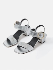 Jigsaw Silver Maybell Metallic Heeled Sandals - Image 2 of 7
