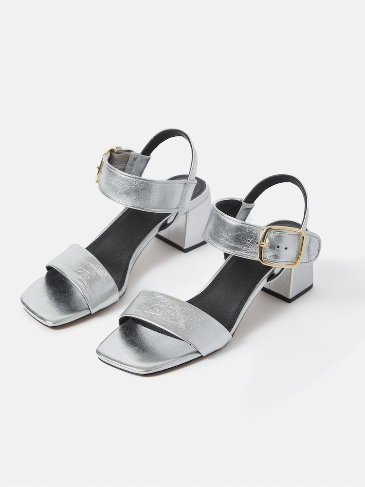 Jigsaw Silver Maybell Metallic Heeled Sandals - Image 2 of 7