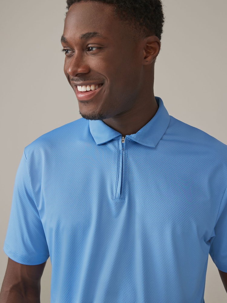Blue Active Textured Golf Polo Shirt - Image 1 of 10