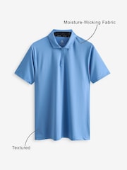 Blue Active Textured Golf Polo Shirt - Image 4 of 10