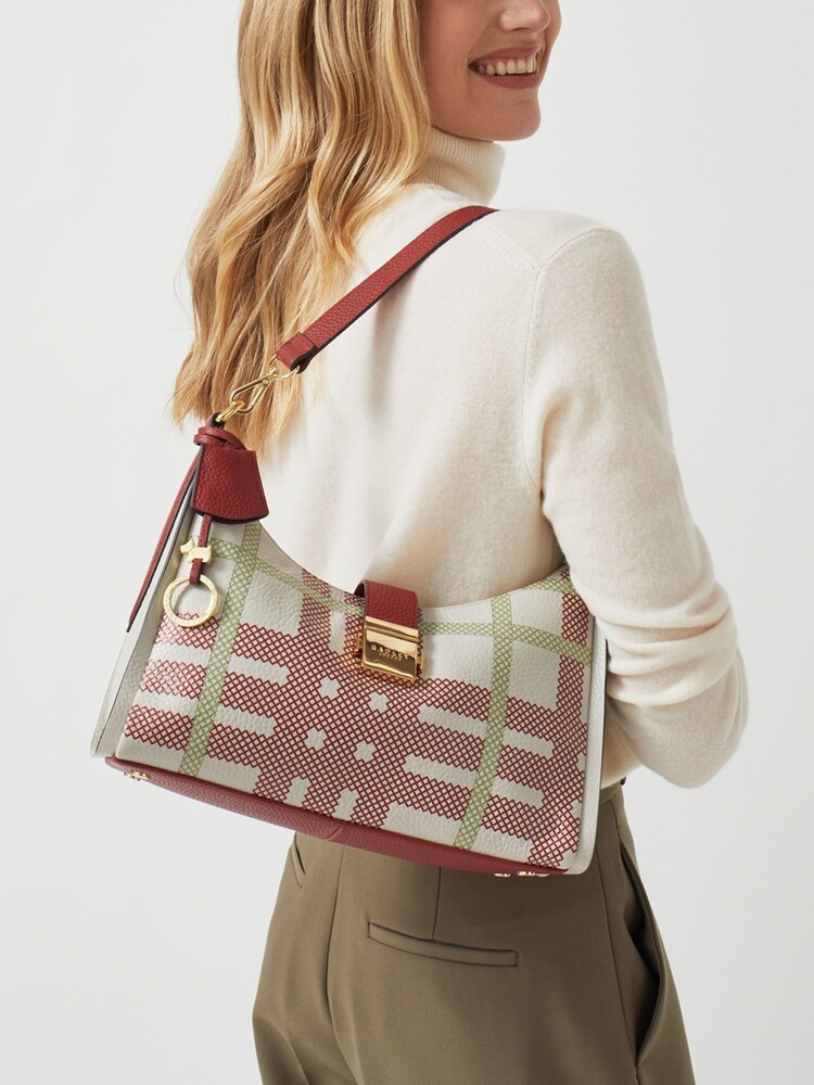 Radley London Grey Sloane Street Check Medium Zip-Top Shoulder Bag - Image 1 of 1 Radley London Grey Sloane Street Check Medium Zip-Top Shoulder Bag - Image 1 of 1