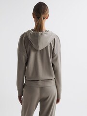 Reiss Khaki Penny Hybrid Zip-Through Hoodie - Image 4 of 4