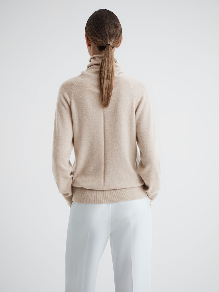 Reiss Stone Florence Relaxed Cashmere Roll Neck Top - Image 5 of 5