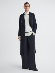 Reiss Ivory/Black Geo Casual Wool Contrast Funnel Neck Jumper - Image 4 of 5