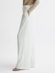Reiss White Lillie Mid Rise Wide Leg Trousers - Image 4 of 5
