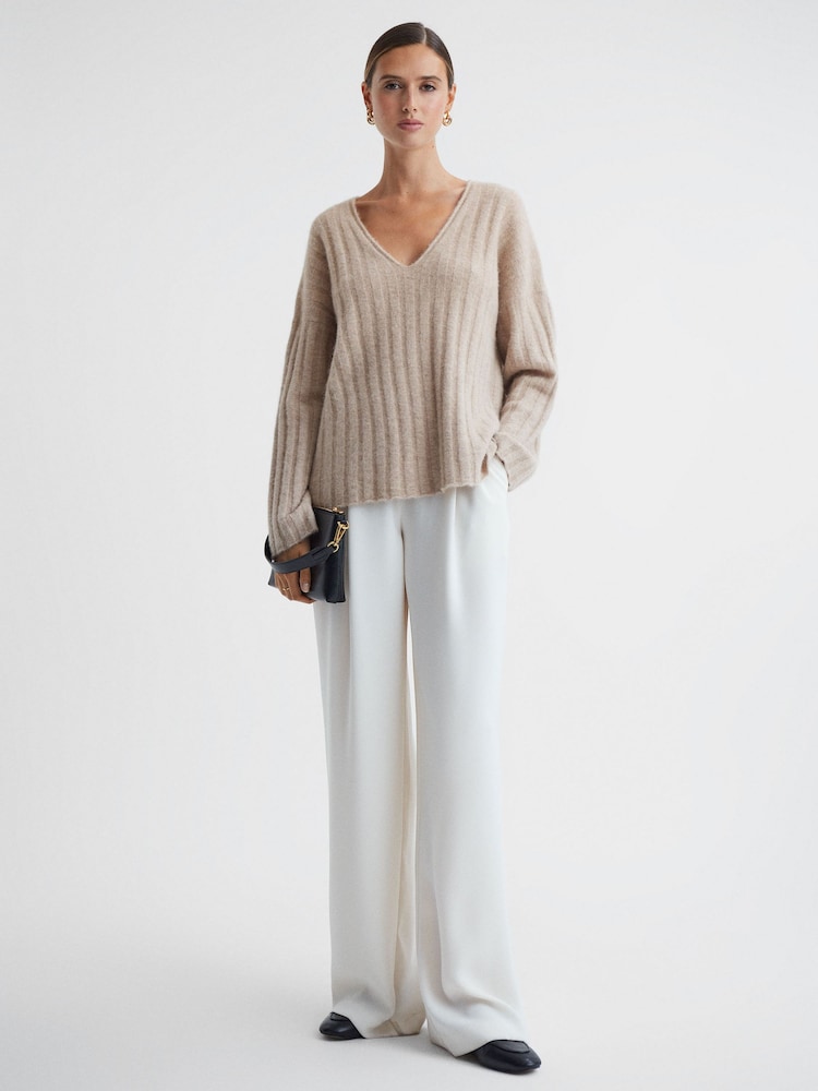 Reiss Nude Margot Ribbed Jumper - Image 1 of 5