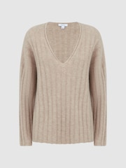Reiss Nude Margot Ribbed Jumper - Image 2 of 5
