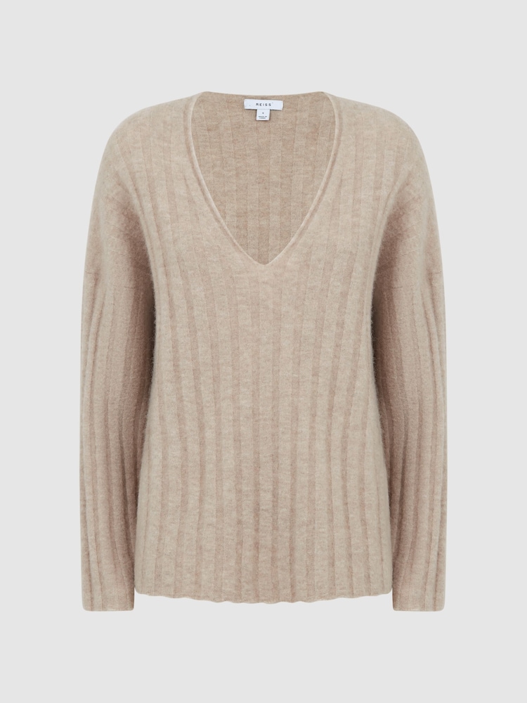 Reiss Nude Margot Ribbed Jumper - Image 2 of 5
