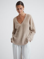 Reiss Nude Margot Ribbed Jumper - Image 4 of 5