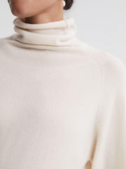 Reiss Cream Florence Relaxed Cashmere Roll Neck Top - Image 1 of 7