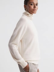 Reiss Cream Florence Relaxed Cashmere Roll Neck Top - Image 4 of 7