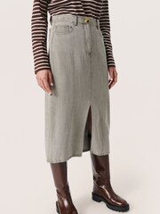 Soaked in Luxury Grey Friday Midi Length Denim Skirt - Image 1 of 6