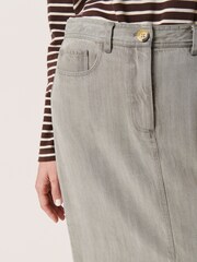 Soaked in Luxury Grey Friday Midi Length Denim Skirt - Image 4 of 6