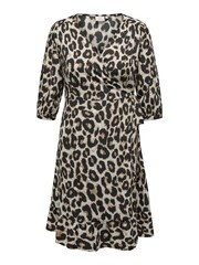 ONLY Curve Brown 3/4 Sleeve Wrap Midi Dress - Image 6 of 6