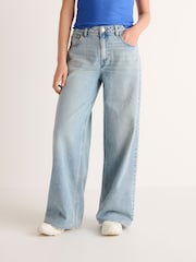 Mid Blue Print 100% Cotton Wide Leg Jeans - Image 3 of 5