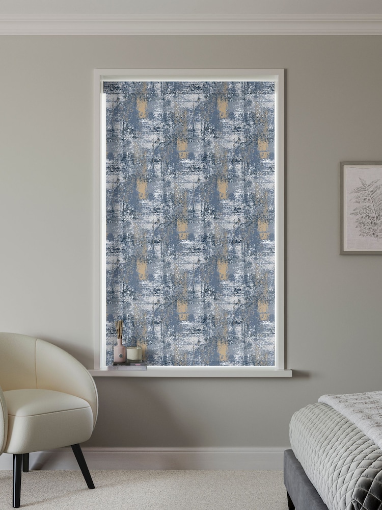 Blue Printed Texture Made to Measure Roller Blind - Image 2 of 6