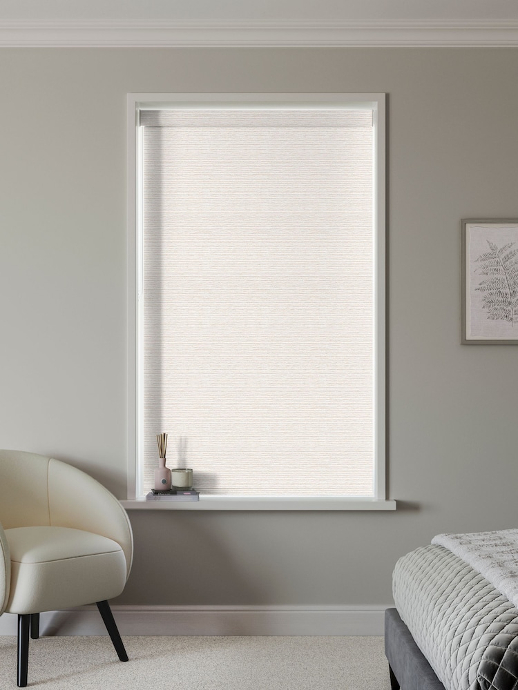 Beige Natural Textured Plain Made to Measure Blackout Roller Blind - Image 2 of 6