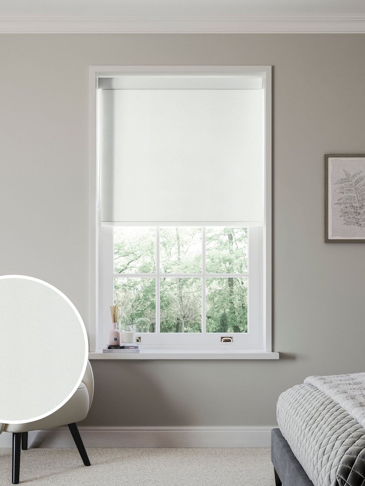White Zizzy Made to Measure Roller Blackout Roller Blind - Image 1 of 6