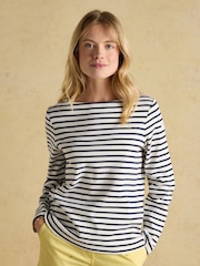Joules Harbour Cream & Navy Striped Boat Neck Breton Top - Image 1 of 7