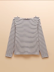 Joules Harbour Cream & Navy Striped Boat Neck Breton Top - Image 7 of 7