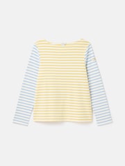 Joules New Harbour Yellow & Blue Striped Boat Neck Breton Top - Image 7 of 7