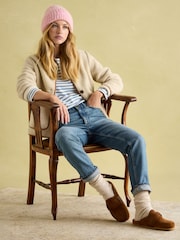 Joules New Harbour Cream & Blue Striped Boat Neck Breton Top - Image 6 of 7