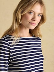 Joules Harbour Navy & White Striped Boat Neck Breton Top - Image 3 of 8