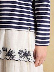 Joules Harbour Navy & White Striped Boat Neck Breton Top - Image 4 of 8